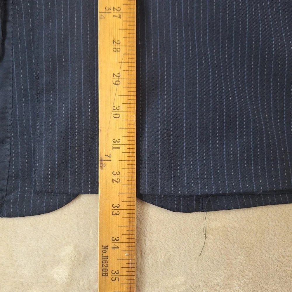 Jos A Bank Suit Mens 42R Blue Wool Stripe Single Vent 2 Button Signature 34x29